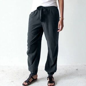 Paskho Serene Ultra Comfortable Pants Women's M Black High Rise Belted Medium U2